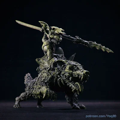 Mô hình 3D Goblin Rider cưỡi sói cực chất cho game Tabletop