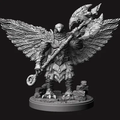 Mô hình 3D Chiến binh Bồ câu cầm rìu cho D&D và Tabletop