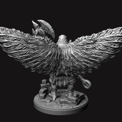 Mô hình 3D Chiến binh Bồ câu cầm rìu cho D&D và Tabletop