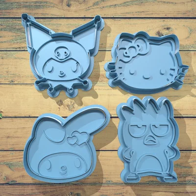 Bộ Khuôn Cắt Bánh Quy Sanrio: Hello Kitty, My Melody, Kuromi, Badtz-Maru