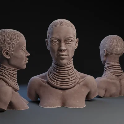 Tượng bán thân phụ nữ Ndebele với vòng cổ