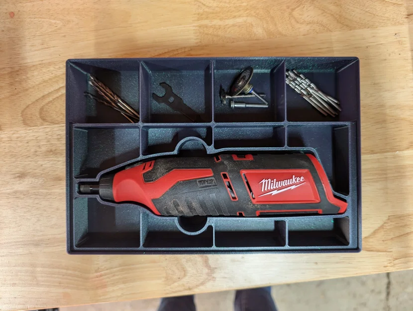 Khay Gridfinity cho máy mài cầm tay Milwaukee M12 Rotary Tool - Image 1