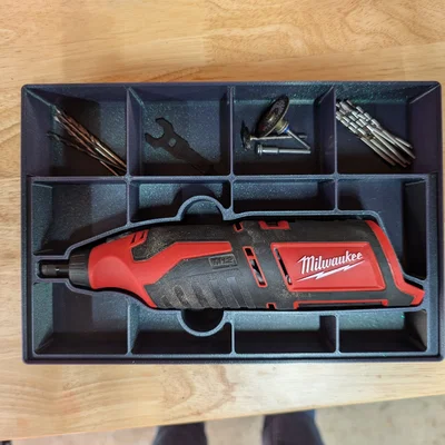 Khay Gridfinity cho máy mài cầm tay Milwaukee M12 Rotary Tool