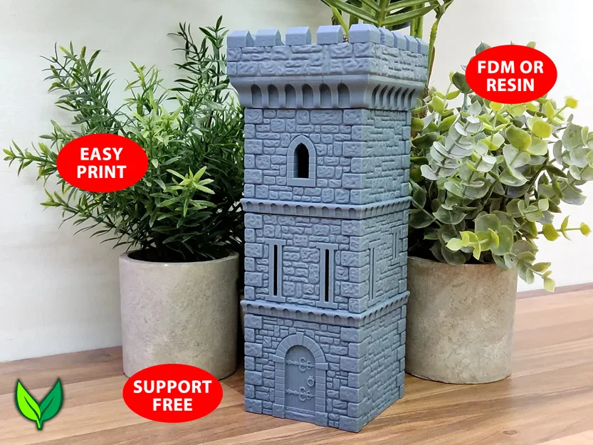 Tháp Lâu Đài – In 3D Không Cần Support, Dễ In cho RPG & Diorama - Image 1