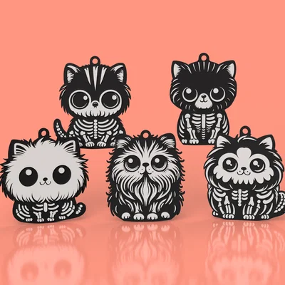 Móc khóa mèo Halloween xương (Skeleton) – 5 mẫu thiết kế