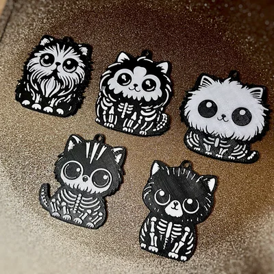 Móc khóa mèo Halloween xương (Skeleton) – 5 mẫu thiết kế