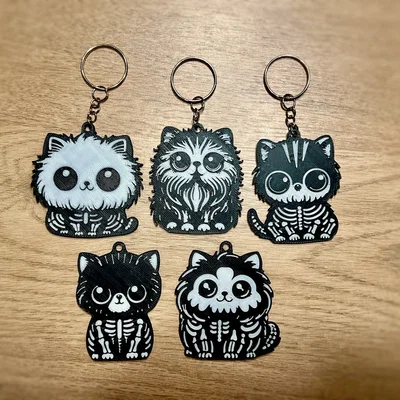 Móc khóa mèo Halloween xương (Skeleton) – 5 mẫu thiết kế