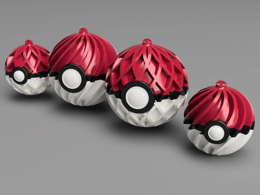 Đồ trang trí cây thông Noel, quả cầu phong cách Pokeball - Image 2