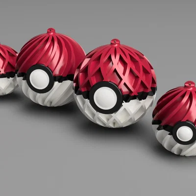 Đồ trang trí cây thông Noel, quả cầu phong cách Pokeball