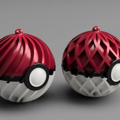 Đồ trang trí cây thông Noel, quả cầu phong cách Pokeball