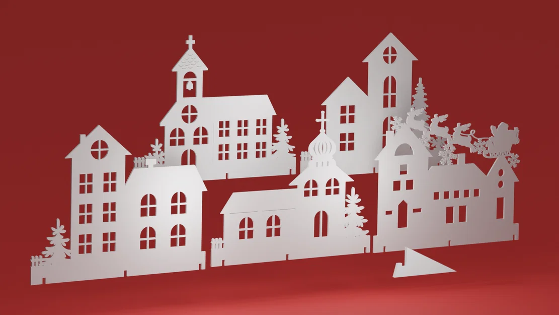 Trang trí cửa sổ Giáng Sinh – Xe trượt Santa bay trên bóng nhà - Image 1