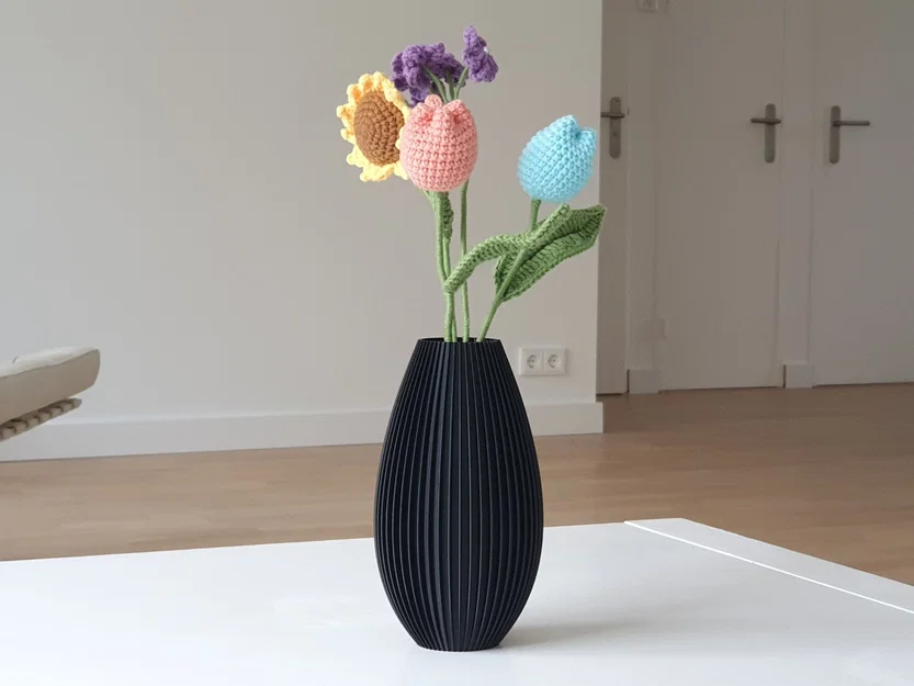 Bình hoa hiện đại gân sọc (Modern Vase ribbed) - Image 2