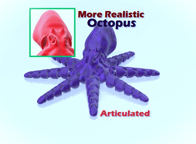 Mô hình bạch tuộc Realistic Octopus in 3D khớp nối linh hoạt - Image 1