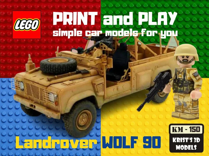 Mô hình in 3D Landrover WOLF 90 tương thích LEGO - Image 1
