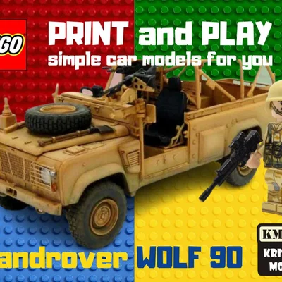 Mô hình in 3D Landrover WOLF 90 tương thích LEGO