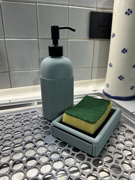 Bình Nhấn Xà Phòng Nước & Khay Để Miếng Bọt Biển (Liquid Soap Dispenser and Sponge Holder) - Image 1