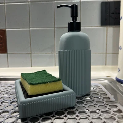 Bình Nhấn Xà Phòng Nước & Khay Để Miếng Bọt Biển (Liquid Soap Dispenser and Sponge Holder)