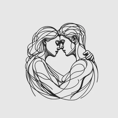 Trang trí treo tường line art cặp đôi yêu nhau