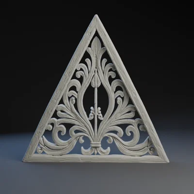 Mô hình trang trí họa tiết cuộn trong khung tam giác cân cho máy in 3D