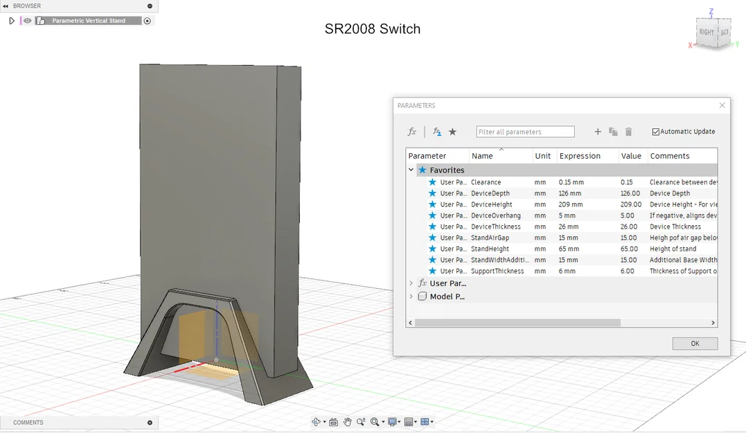 Giá đỡ đứng tham số cho Router/Switch/MiniPC... (Fusion 360) - Image 9