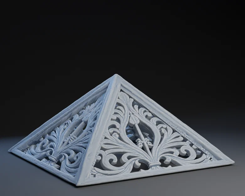 Mô hình kim tự tháp trang trí họa tiết cuộn (Pyramid with Scroll Art) - Image 1