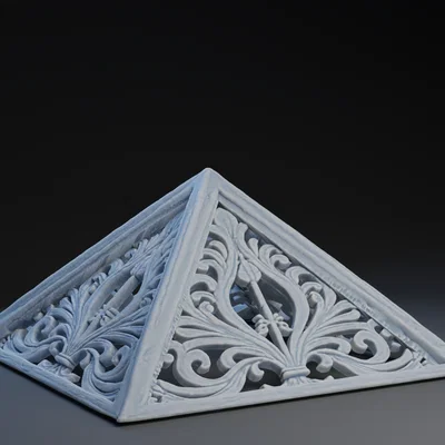 Mô hình kim tự tháp trang trí họa tiết cuộn (Pyramid with Scroll Art)