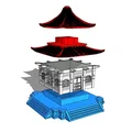 Mô hình Đền Nhật Bản (Templo Japones) trang trí cho game Takenoko - Thumbnail 3