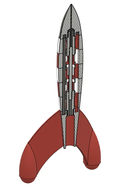 Mô hình tên lửa mặt trăng Tintin (Tintin Moon Rocket) - In 3D dễ dàng - Image 4