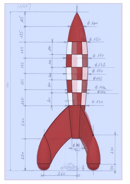 Mô hình tên lửa mặt trăng Tintin (Tintin Moon Rocket) - In 3D dễ dàng - Image 6