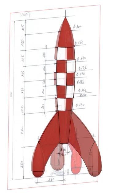 Mô hình tên lửa mặt trăng Tintin (Tintin Moon Rocket) - In 3D dễ dàng - Image 7