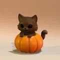 Mô hình mèo nhỏ ngồi trong bí ngô (Cat in pumpkin) trang trí 3D siêu yêu - Thumbnail 1