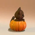 Mô hình mèo nhỏ ngồi trong bí ngô (Cat in pumpkin) trang trí 3D siêu yêu - Thumbnail 3