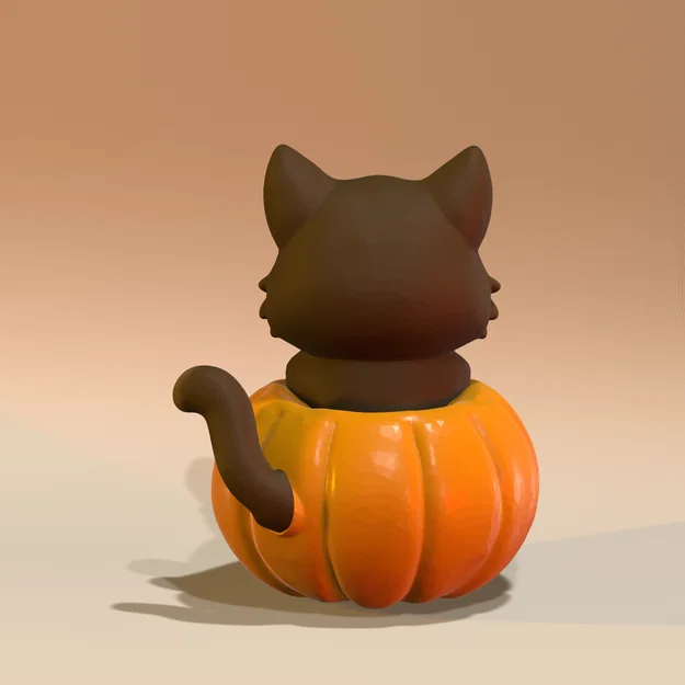 Mô hình mèo nhỏ ngồi trong bí ngô (Cat in pumpkin) trang trí 3D siêu yêu - Image 5