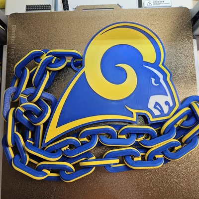Logo LA Rams đời cũ: Emblem lớn & mắt xích dây (Chain Links)