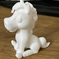 Mô hình chú ngựa ngồi (Sitting Horse) 3D in dễ thương để tô màu - Thumbnail 1