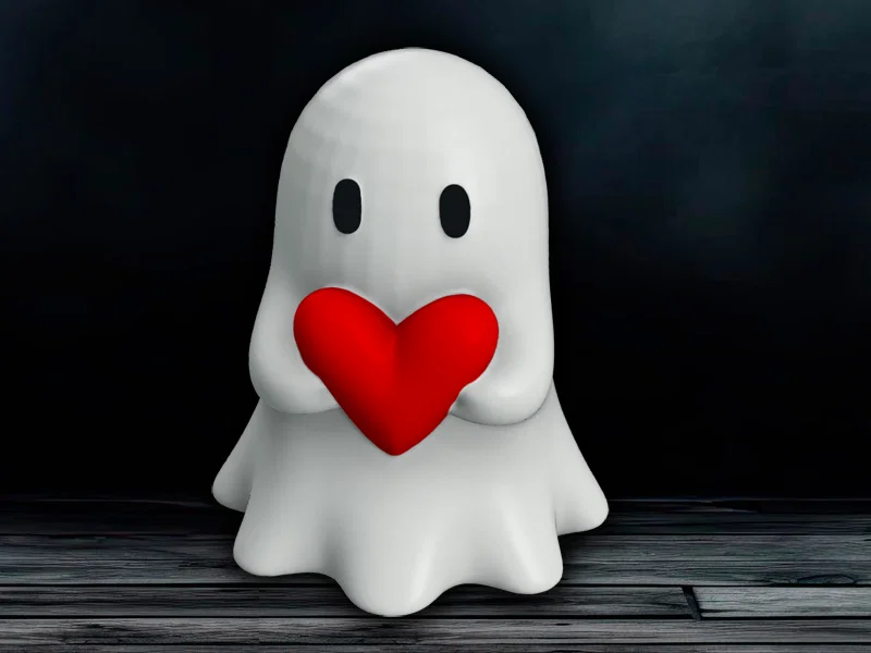 Tượng Ma Cầm Trái Tim – Ghost With Heart Ghost Figurine Halloween - Image 1