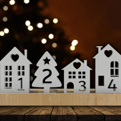 Vòng Nguyệt Quế Mùa Vọng – Tealight Holder 4 Ngôi Nhà (Advent Houses)