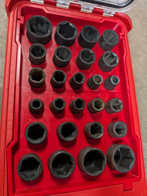 Khay insert Milwaukee Packout cho impact socket Harbor Freight – SAE & Metric - Image 1