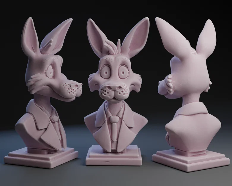 Mô hình 3D tượng bán thân Coyote mặc vest độc đáo - Image 1