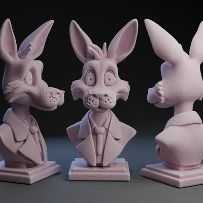 Mô hình 3D tượng bán thân Coyote mặc vest độc đáo