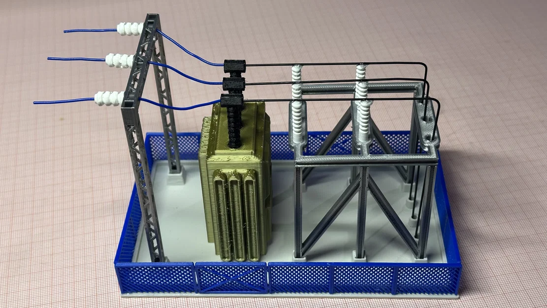 Mô hình trạm biến áp HO Scale (Transformer Station) in 3D chi tiết - Image 1