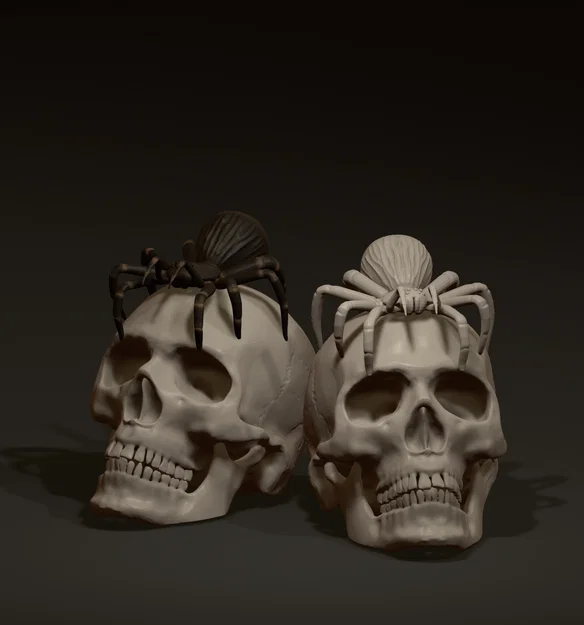 Mô hình in 3D Đầu lâu với Nhện (Skull with spider) trang trí Halloween - Image 1