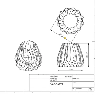 Bình hoa trang trí VASO GT2 hiện đại in 3D