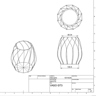 Mẫu lọ hoa trang trí VASO GT3 in 3D hiện đại