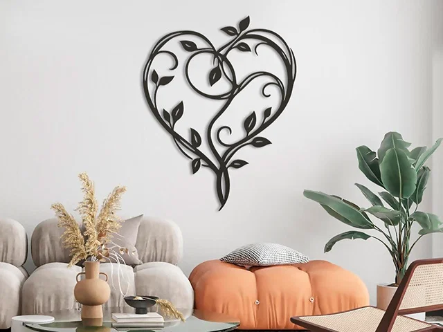Mẫu trang trí treo tường hình trái tim đan xen lá (Wicker Heart) - Image 1