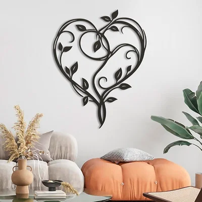 Mẫu trang trí treo tường hình trái tim đan xen lá (Wicker Heart)