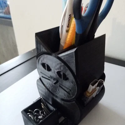 Hộp đựng bút để bàn hình mèo 3D (Cat Pencil Holder) in không cần support