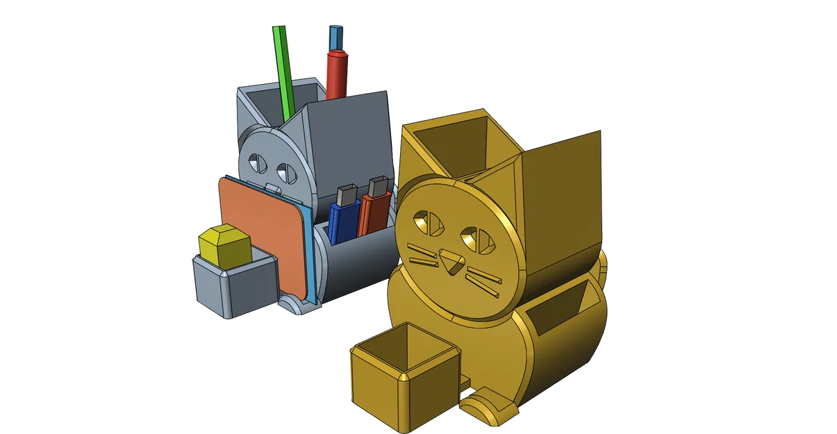 Hộp đựng bút để bàn hình mèo 3D (Cat Pencil Holder) in không cần support - Image 4