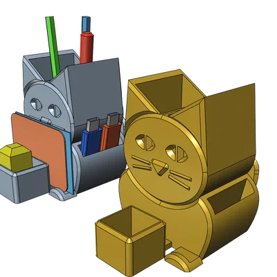 Hộp đựng bút để bàn hình mèo 3D (Cat Pencil Holder) in không cần support