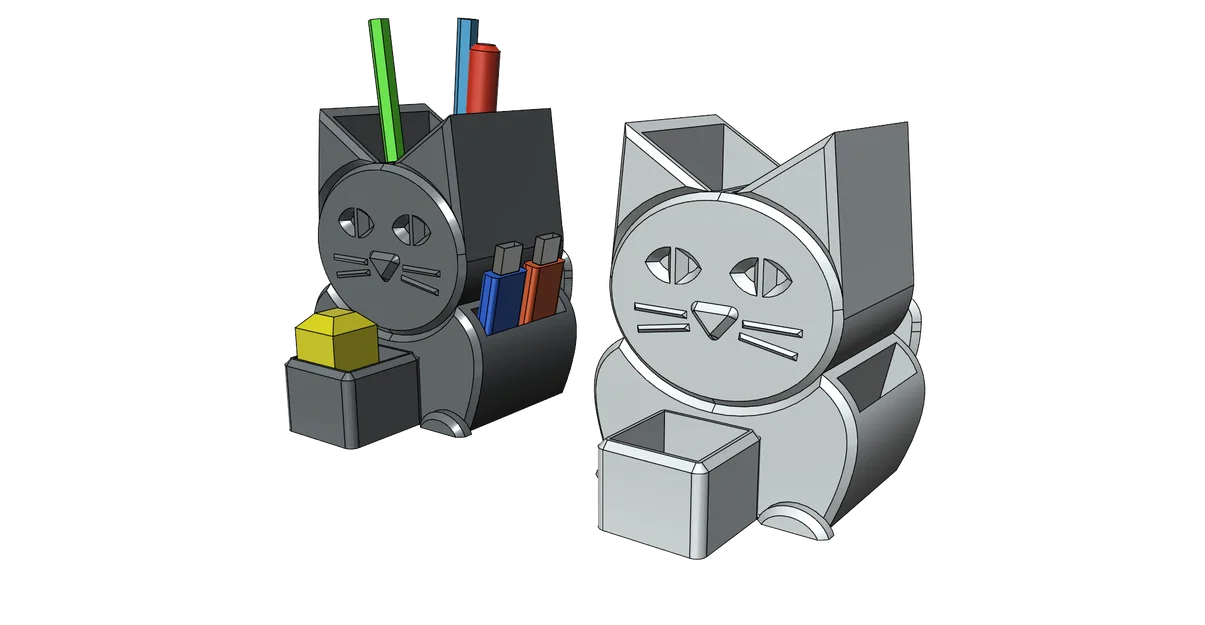 Hộp đựng bút để bàn hình mèo 3D (Cat Pencil Holder) in không cần support - Image 5